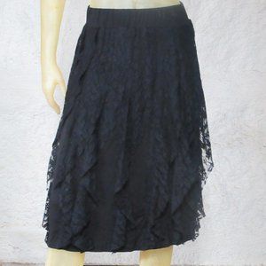 Zashi Knee Length Black Lace Skirt